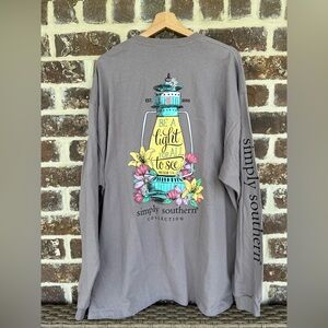 NWT: Simply Southern: Long Sleeve Shirt Light Steel “Be A Light” : Size XXL